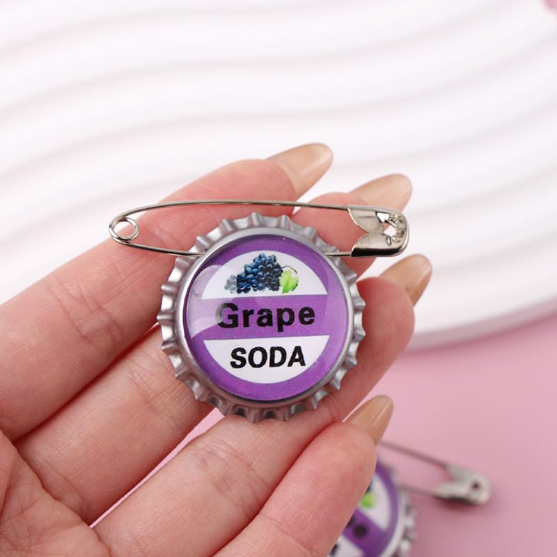 Ximimark 5pcs Grape Soda Bottle Cap Pins Brooches Shirt Lapel Pins Ellie Badge Grape Soda3