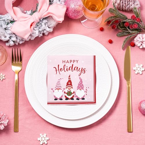 WRAPAHOLIC 50Pcs Christmas Gnomes Paper Napkins - 3-Ply Disposable Cocktail Napkin for Christmas Party Supplies Tableware, Xmas Holiday Party Decorative Towels - 5 x 5 In – Image 5