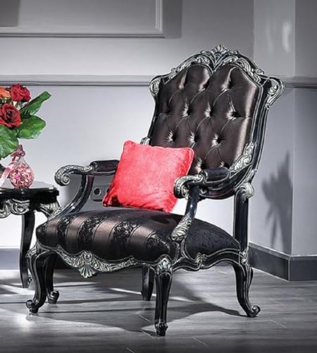 Image of Casa Padrino luxury baroque armchair black/green/gold - Magnificent living room armchair with elegant pattern - Baroque living room furniture