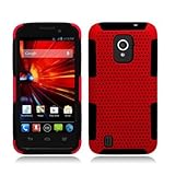 AIMO Progressive Hybrid Gummy Mesh Defense Case for ZTE Source N9511 [Cricket] - (Black / Red)