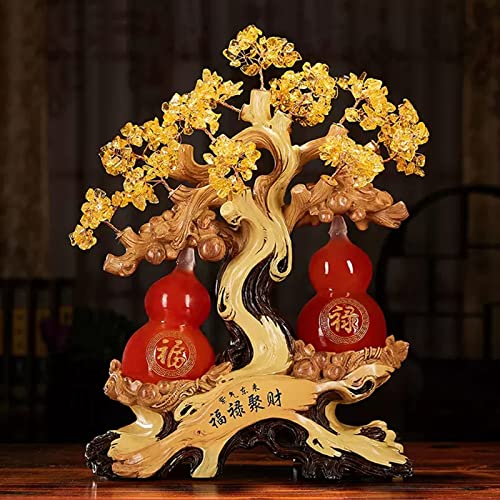 Árbol Feng Shui- Calabaza de árbol de Dinero de Cristal Feng Shui, decoración de árbol de Buena Suerte y Riqueza, Regalo de Negocios for Oficina, hogar, Sala de Estar, Regalos de Buena Suerte(Grande)