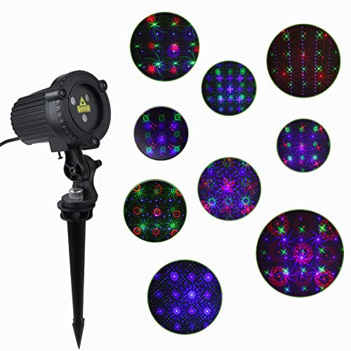 MHAZDZE Outdoor Laser Christmas Projector Lights 18 Pattern Decorative Laser Projector for Home and Garden