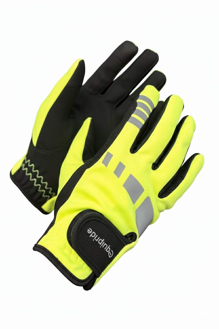Equipride Horse Riding Reflective Multipurpose Gloves with Super Grip, High Visibility Anti-Slip Grip Palm, Winter Sport, Women's, XS-XL (Neon Green, M)