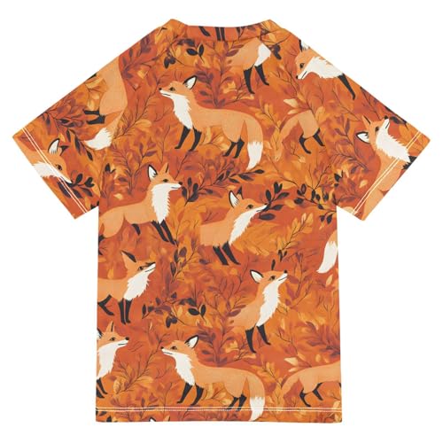 ALAZA Kids Rash Guard Boys Toddler Swim Shirts Short Sleeve Fox Orange UPF 50+ 3T2