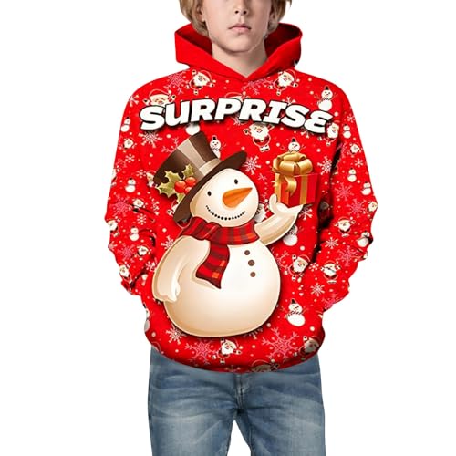 Sweat-shirt à capuche Noël pour garçons et filles en polaire chaude