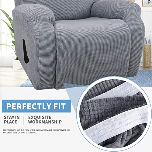 Jiviner Super Stretch Recliner Chair Covers 4 Pieces Sofa Slipcover For Recliner Chair Spandex Soft Recliner Slipcover With Pockets Recliner Furniture Protector (Recliner, Light Gray) #TOP3