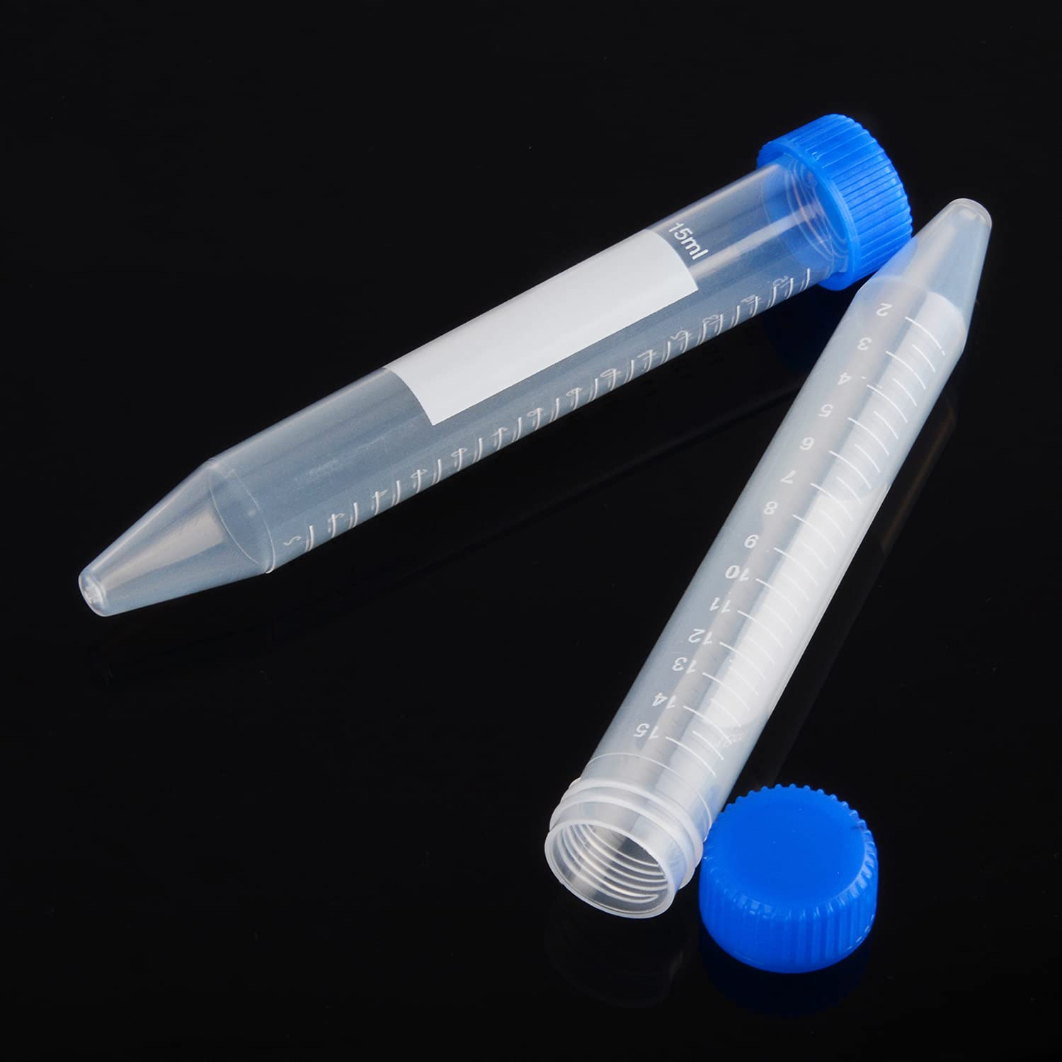 stonylab Micro Provette per Centrifughe, Plastica Trasparente Graduata di Polipropilene da 15ml con Tappo Piatto, Provette da Laboratorio Conical Centrifuge Tubes (15ml, 50 Packs)