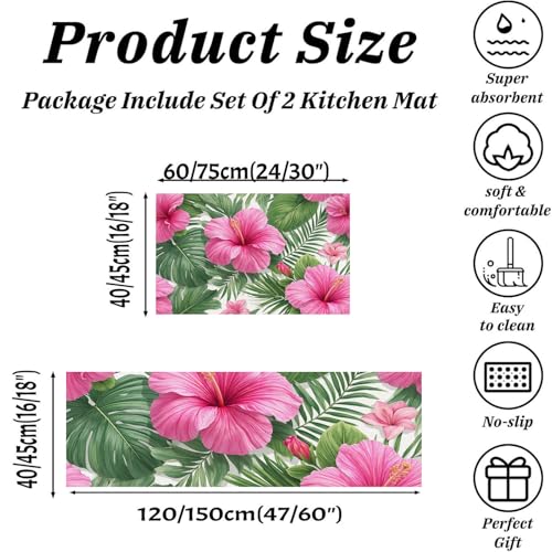 Tapis de cuisine grand format lavable set de 2 tapis imprimé végétal pour entrée