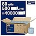 Tork Advanced Toilet Paper Roll, White, Compatible with T24 Dispensers, 2-ply, Soft Tissue, 80 rolls x 500 sheets (2461200)