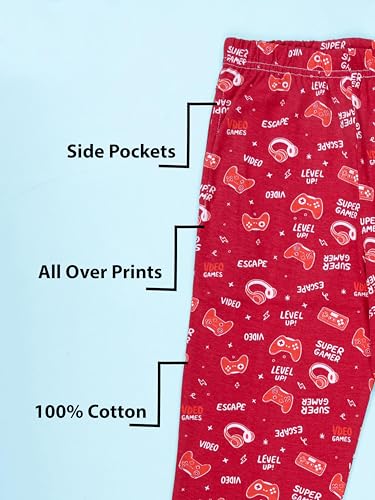 Image of KiddoPanti Boys Printed Pyjama | 100% Cotton Single Jersey Fabric | All Over Printed Design | Relax Fit & Ankle Length | Pyjama Pant