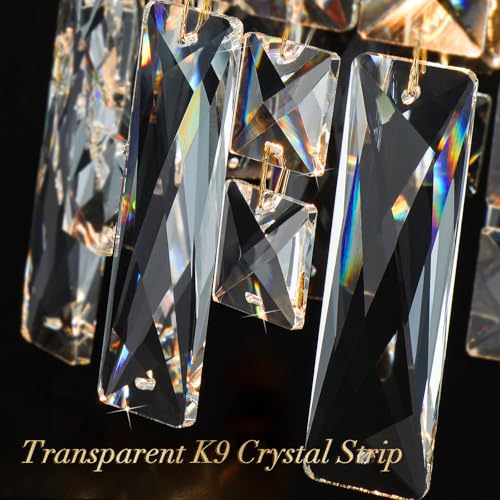 Image of 24 inch 8 Lights Gold Crystal Chandeliers for Dining Room Light Fixture
