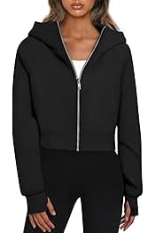 Womens Zip Up Hoodies Jackets Cropped Sweatshirts Fleece Fall Outfits Casual Comfy Y2k Tops Winter Clothes 2025