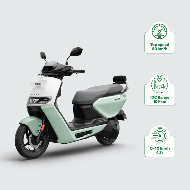Image of Ather Rizta Z 159 KM IDC range in Cardamom Green Duo booking for Ex-Showroom