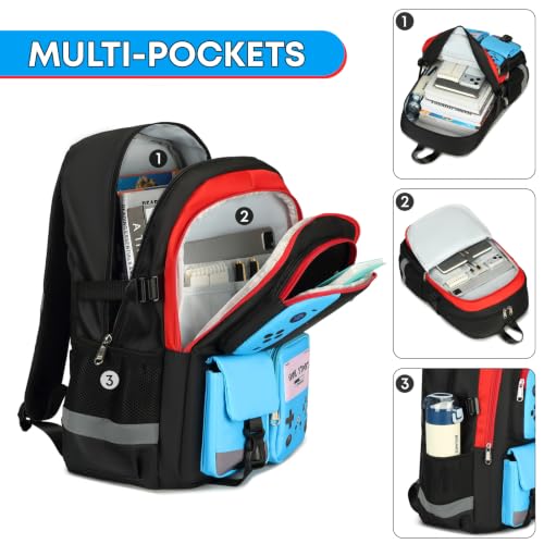 Image of 3PCS Boys Backpack for School Kids Schoolbag Teens Book Bag | Teen Boys Elementary Middle School Backpack College Student Bookbag with lunch box Children Waterproof Laptop Bag