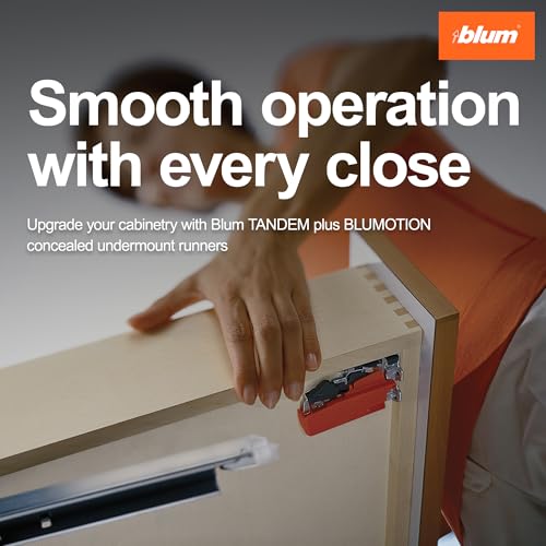 Image of Blum Tandem Plus BLUMOTION Concealed Undermount Drawer Slides (Runners) Kit, 21-Inch, Full Extension, Soft-Close, Steel, 100 lb. Load Capacity for Wood Drawers (1 Kit)