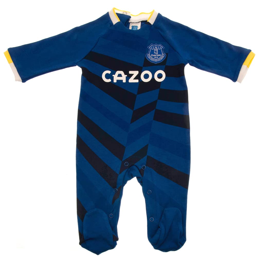 Forever Collectibles Uk Blue Everton Fc Baby Kit Sleepsuit, Bodysuit, Tutu, Short Set Or Bibs (0-3 Mths, Sleepsuit)