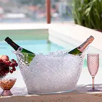 Balde de Gelo Champanheira Diamond Transparente Cristal Acrílico 15 L Xplast