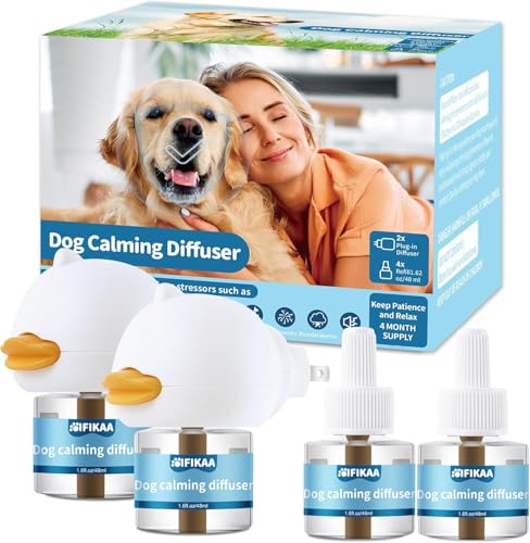 Image of Dog Calming Diffuser 6-in-1 Kit Dog Appeasing Pheromone Relief Separation Anxiety, Equipped with 2 Plug in + 4 Refills 48ml Vial, Reduce Aggression Barking, Supply for 120 Days-Tasteless