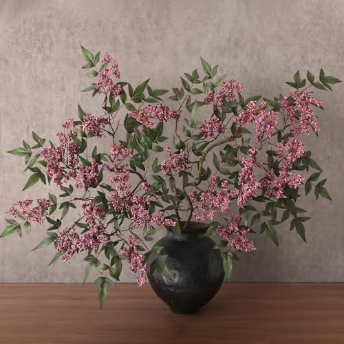 2 Pcs 36 Artificial Nandina Berry Stem Realistic Berry Spray(Dusty Plum)