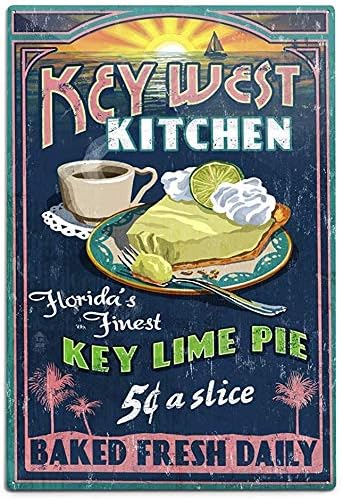 Great Key West Florida Key Lime Pie Vintage Letrero de pared de aluminio 812 pulgadas