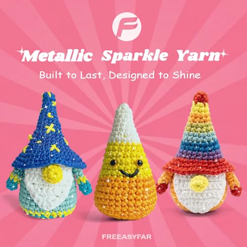 Image of Metallic Sparkle Yarn for Crochet and Knitting with Easy-to-See Stitches, Worsted Weight Medium #4, Beginners Yarn for Amigurumi, Bags, Home Decor (Forest+Ochre+Marble, 3 Pack)