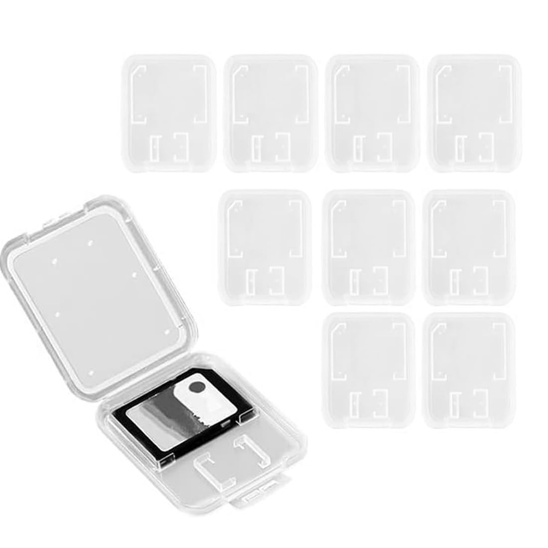 Porta Schede SD 9 Slot Custodia Trasparente per Schede di Memoria, Scatola Protettiva per SD Card, Organizer Compatto e Resistente per Viaggi e Uso Quotidiano