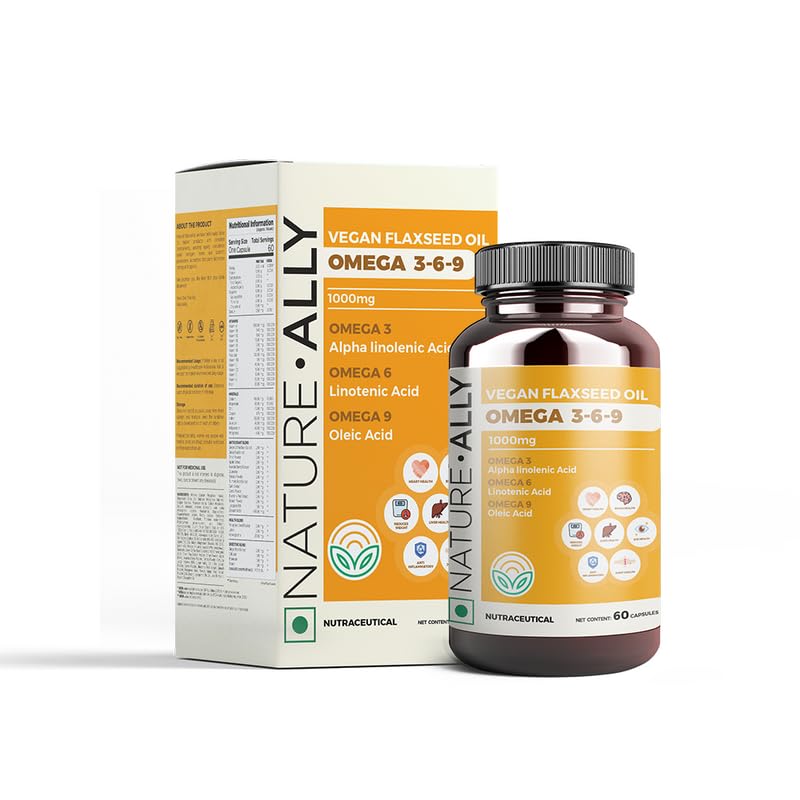 NatureAlly Pure Flaxseed Oil : Plant-Based Omega 3-6-9 | 1000mg Highly-Refined | Natural Source of Omega | Joint, Heart, Skin, Eye, Brain, Hair & Muscle Health | No Fishy Burps | 1 Capsule a Day (60 Capsules) (B0CBXDX7XW) Amazon Price History, Amazon Price Tracker