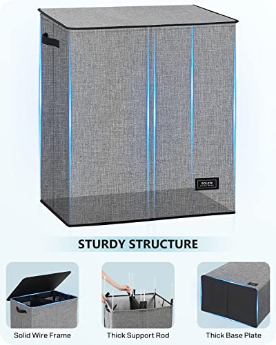 Soledi 145L Double Laundry Hamper With Lid, Laundry Basket 2 Section, Collapsible Dirty Clothes Hamper With Sturdy Inside Laundry Bag, Hampers For Bedroom, Dorm, College, Hampers For Laundry #TOP3