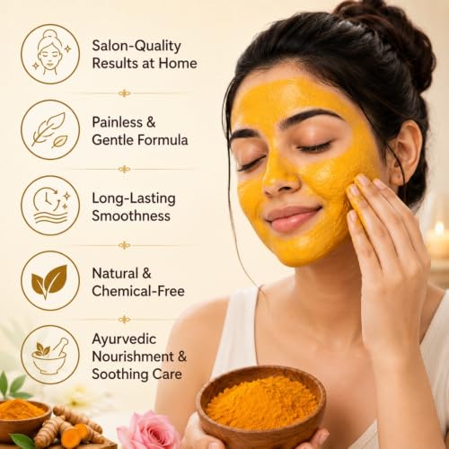 Image of Turmeric Facial Wax Powder | Face Wax for Women | Face Wax Powder for Women | Facial Wax Strips for Women Alternative | Hair Removal Powder for Face & Body