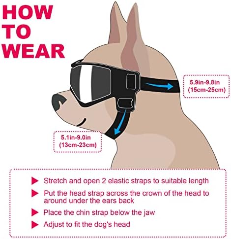 Ownpets Sunglasses for Dogs, Dog Sunglasses Small Bread with Adjustable Strap, UV Protection Eye Wear Protection Windproof Dog Goggles for Small Dogs, Black