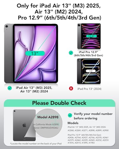 Image of ESR iPad Air 13 Inch Case Keyboard (M3 /M2, 2025 /2024) & iPad Pro 12.9 inch (3 /4 /5 /6th Gen) Magic Keyboard, Easy-Set Floating Cantilever Stand, Precision Multi-Touch Trackpad, Rebound Series, Black