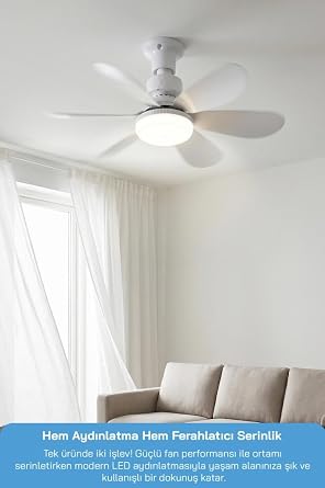 Sinbo SF-7708 3 LED Aydınlatmalı Sessiz Tavan Vantilatörü Kumandalı 6 Kanatlı