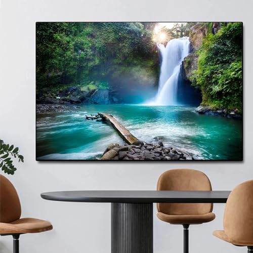 Peinture sur toile cascade naturelle grand format 80x110cm impressions d'art