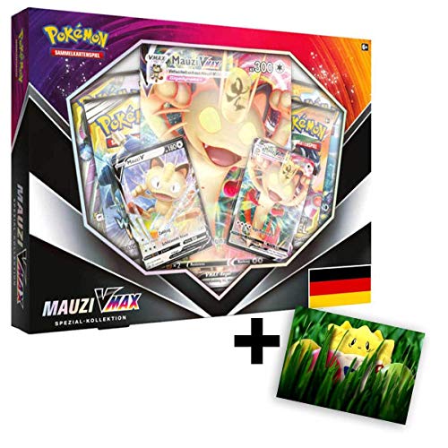 Preisvergleich Produktbild Lively Moments Pokemon Karten Mauzi VMAX Spezial Kollektion / Edition Deutsch DE / Sammelkartenspiel Meowth + GRATIS Grußkarte