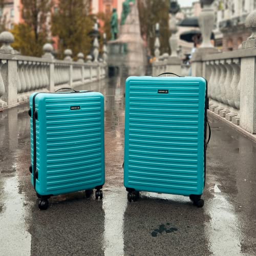 Image of Assembly Assembly Set of 3 Polycarbonate Luggage - 74 cm, 62 cm (Check in) & 54 cm (Cabin) Premium Hardsided Trolley Bags for Travel-Teal