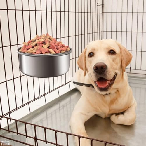FANGZHE Hundenapf zum Aufhängen, stabil, langlebig, Edelstahl, mit DREI Bolzenhalter, Käfig-Futternapf zum Aufhängen, geeignet für kleine Hunde (Screw Hook)
