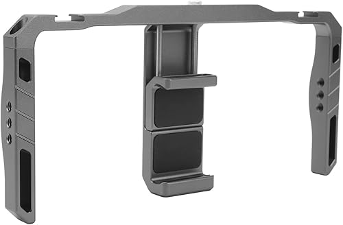 Plataforma de video para smartphone, aleación de aluminio, aparejo de vlogging con asas, jaula portátil para teléfono portátil con cojín de
