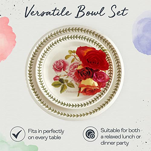 Portmeirion Botanic Roses 5-Inch Bowl, Assorted Rose Motifs, Set Of 4, Dishwasher, Microwave, And Warm Oven Safe, Ceramic Bowls For Dessert, Ice Cream, And Oatmeal #TOP3