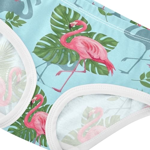Pink Flamingos Green Leaves Blue Panties for Girl Toddler Underwear Floral Cotton Fancy Kids Briefs Undies 2t4