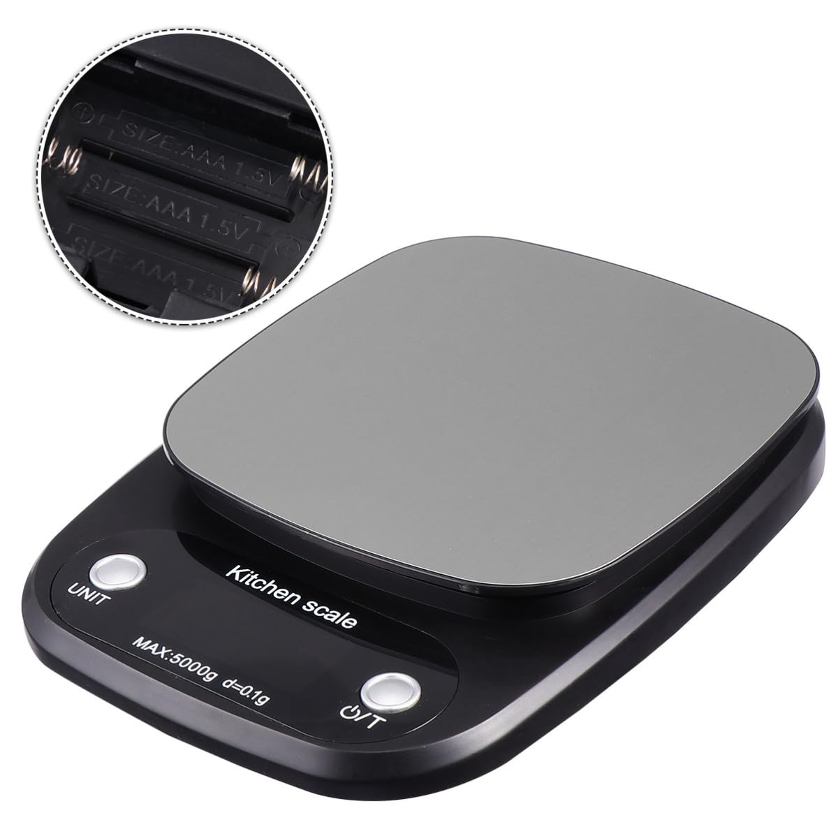 Digitale Küchenwaage 5kg 0,1g aus Edelstahl mit Lcd Anzeige