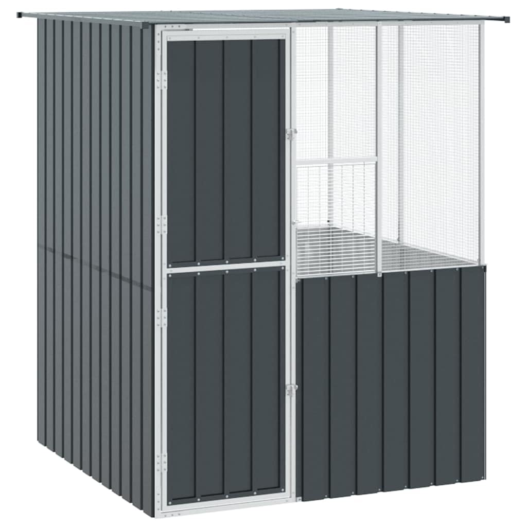 INLIFE Vogelkäfig Anthrazit 154 x 154 x 200 cm Verzinkter Stahl,Tier- & Haustierbedarf,Haustierbedarf,Vogelbedarf,Vogelkäfige & -ständer,Anthrazit,61.8 KG,3325168