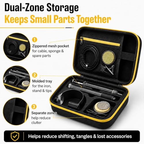 Image of Carrying Case Compatible with Fanttik T1 Max Soldering Iron Kit, Protective Hard Shell Soldering Iron Storage Organizer with Molded Tray & Double Zipper for Technician /Repair Work, Black (Box Only)