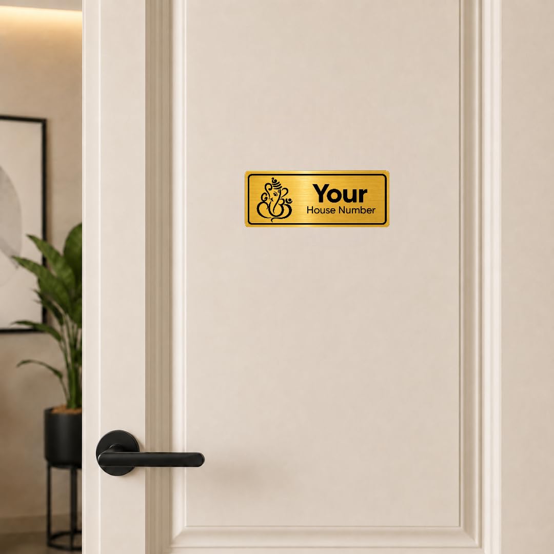 Custom Acrylic House Number Plate, Self-Adhesive, 6.5 x 2.7 inch (Golden.) — Amazon image 2