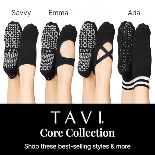 Image of TAVI Chloe Pilates Socks with Grips for Women | Non-Slip Grip Socks for Women, Patented Grip Sole Design, Soft Organic Cotton, Arch Support, Use for Yoga, Barre, Lagree