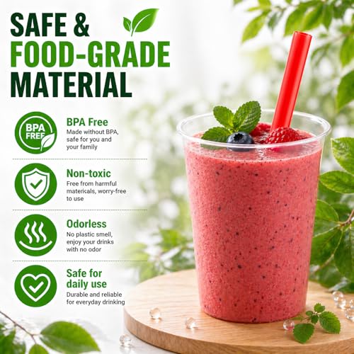 Image of ALINK 100 Extra Large Plastic Bubble Tea Smoothie Straws, 1 /2 inch Wide X 8 1 /2 inch Long Jumbo Boba Straws for Milkshakes, Milk Tea, Slush, Juice, Party (Pack of 3)
