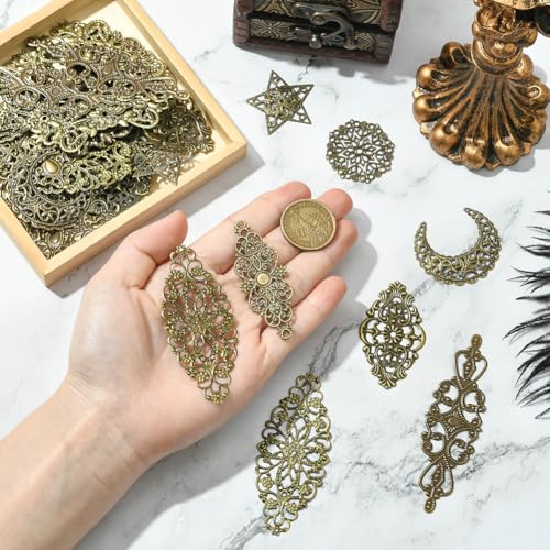 Breloques étoiles creuses lune en métal ciselé pour des bijoux d'exception