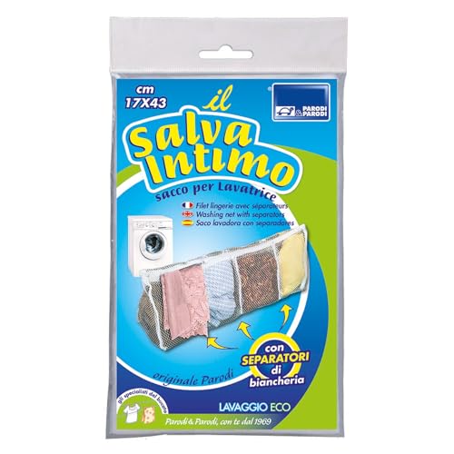 Parodi&Parodi Bucato Sacco Lavatrice Intimo con Separatori di Biancheria, Poliestere, Bianco, 14x24x5 cm