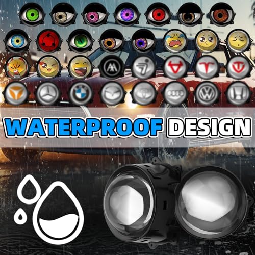 Image of SUBPLUSIX Demon Eye Headlights for Motorcycles, 2PCS LED Dynamic Devil Eyes Light Kit with HD Lens, 31 Animated Eye Patterns, Universal 12-36V Eyeball Lights for Motorcycle, Car Accessories