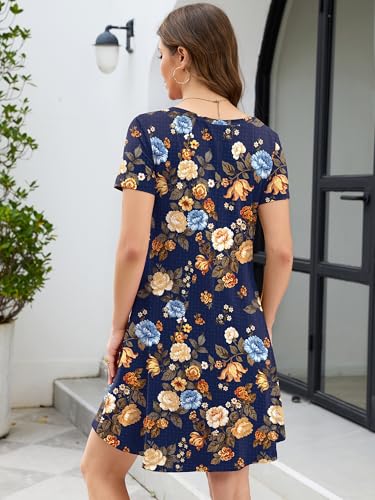 Image of KORSIS Women's Dresses Summer Casual T-Shirt Short Sleeve Criss Cross V Neck Swing Beach Vacation Sundress Dress with Pockets