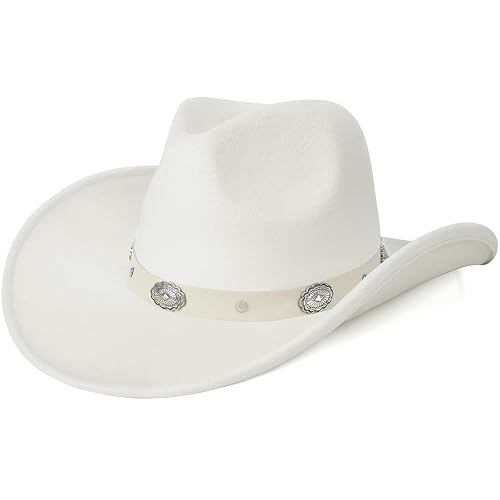 WQWOVRVO Cowboy Hat,Cowgirl Hat,Cowboy Hats for Women Men Western Cowgirl Hats White/Black